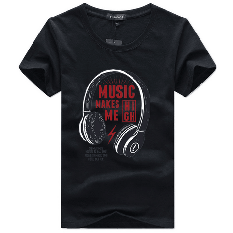 Music Makes Me High Cotton Short Sleeve T-Shirt - T-Shirts - NouveExpress