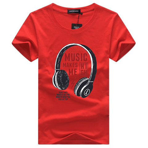Music Makes Me High Cotton Short Sleeve T-Shirt - T-Shirts - NouveExpress