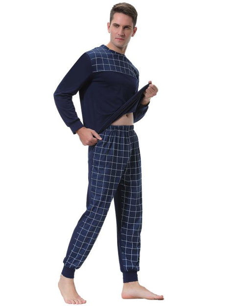 Stitched Plaid Pajama Set - Sleepwear - NouveExpress